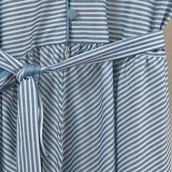 1970s Vintage Blue & White Pinstripe Dress Size S - Picture 6 of 7